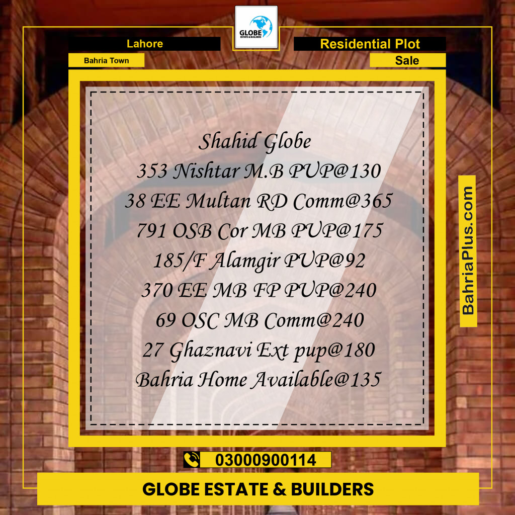 Residential Plot for Sale in Bahria Town, Lahore - (BP-153090)