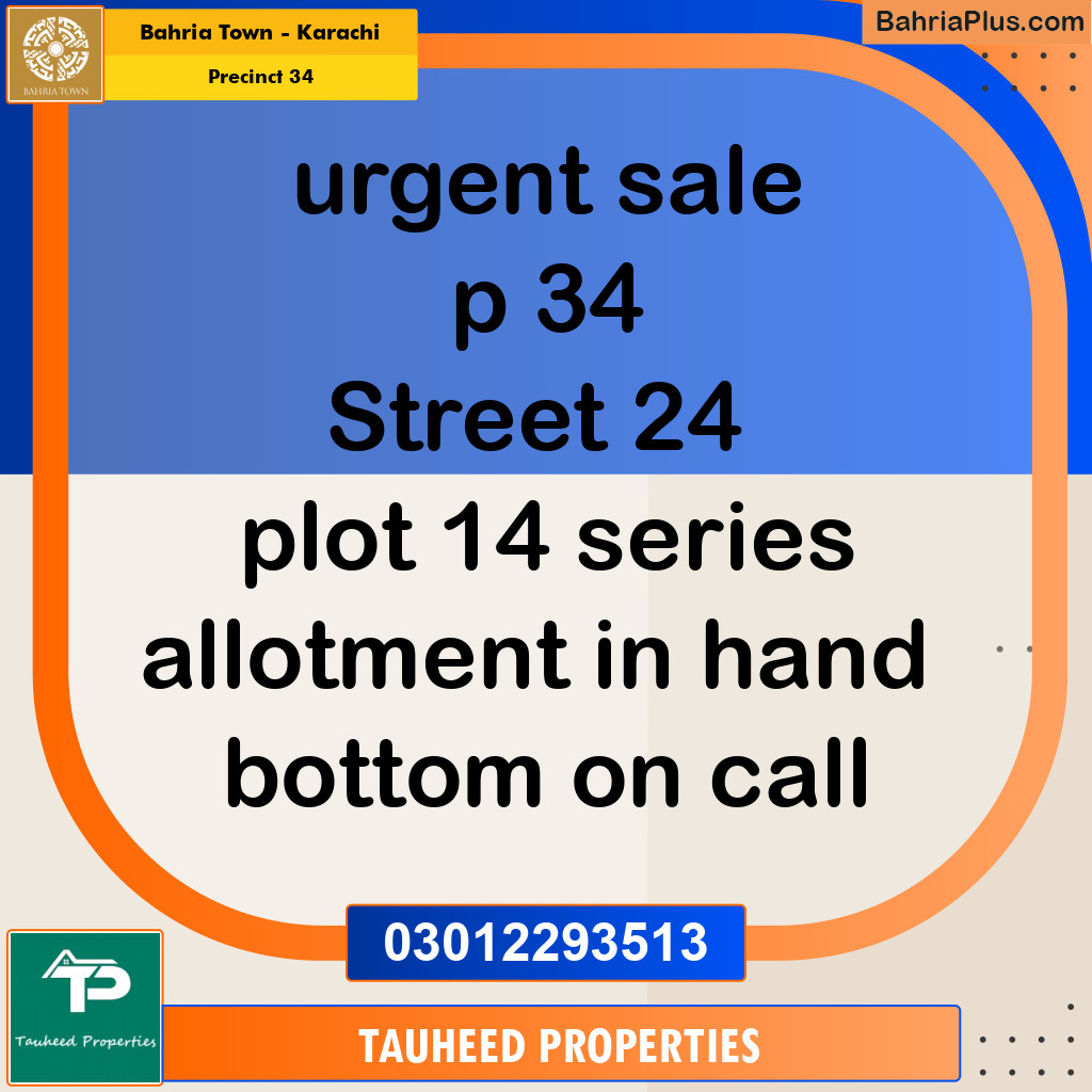 250 Sq. Yards Residential Plot for Sale in Precinct 34 -  Bahria Town, Karachi - (BP-153092)