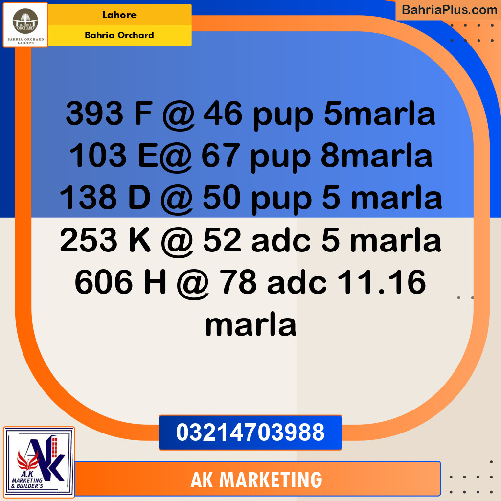 Residential Plot for Sale in Bahria Orchard, Lahore - (BP-153097)