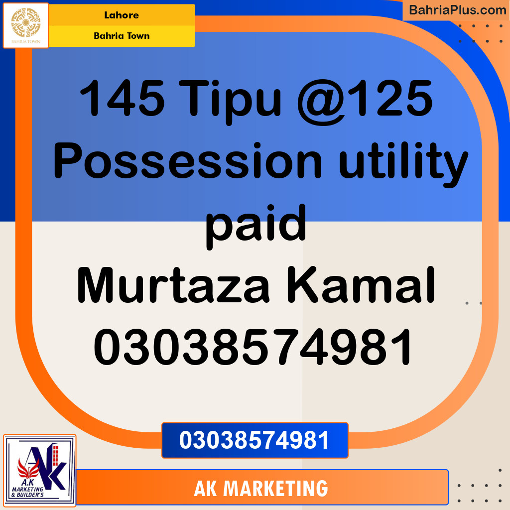 Residential Plot for Sale in Sector F - Tipu Sultan Block -  Bahria Town, Lahore - (BP-153105)