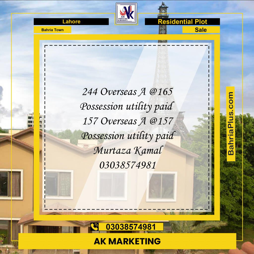Residential Plot for Sale in Overseas A -  Bahria Town, Lahore - (BP-153109)