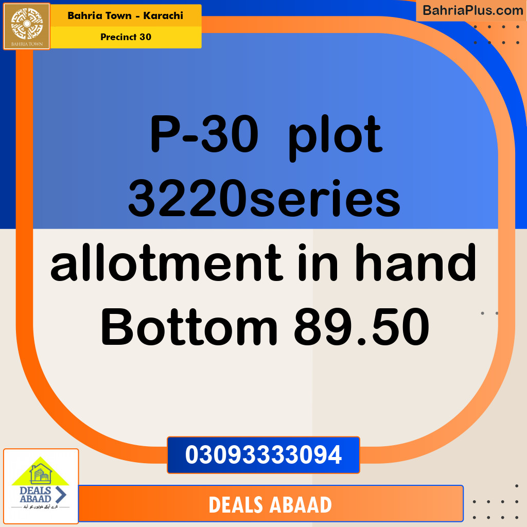 250 Sq. Yards Residential Plot for Sale in Precinct 30 -  Bahria Town, Karachi - (BP-153125)