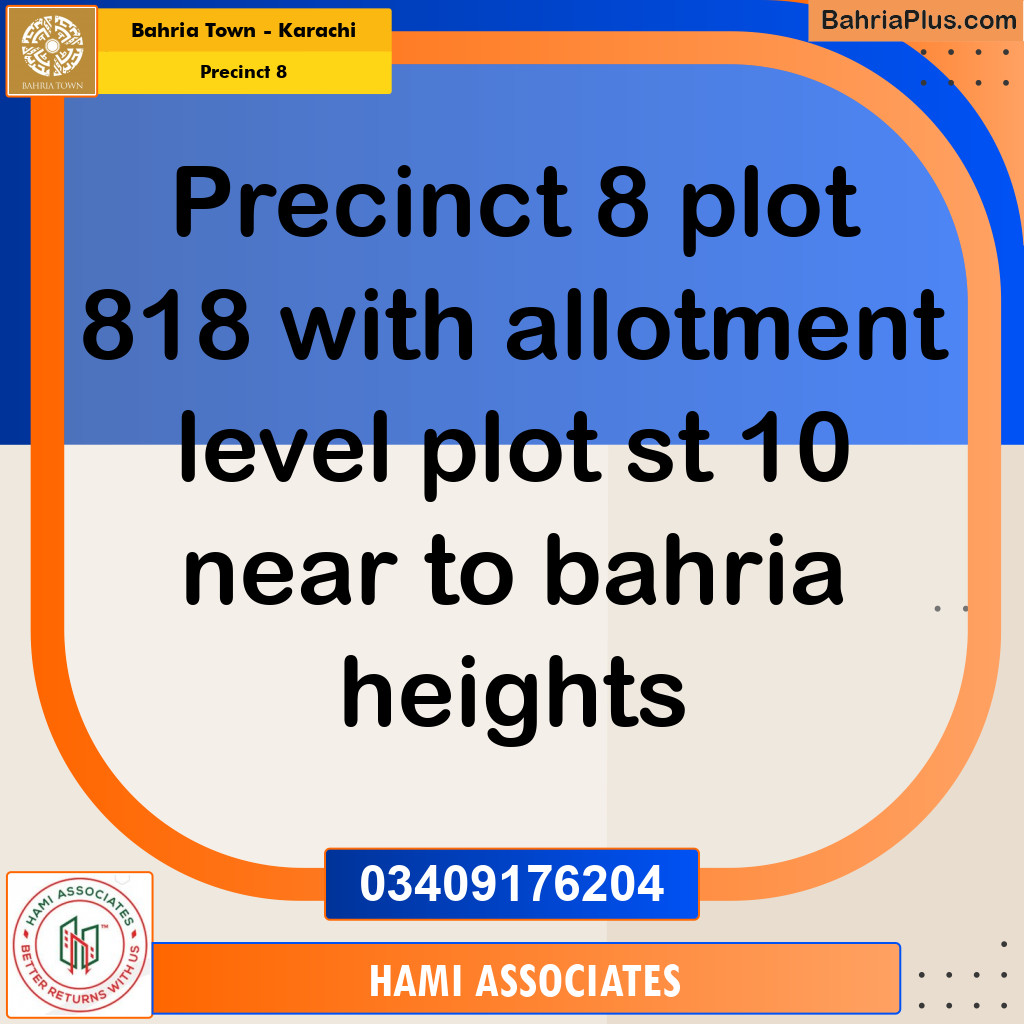 250 Sq. Yards Residential Plot for Sale in Precinct 8 -  Bahria Town, Karachi - (BP-153128)