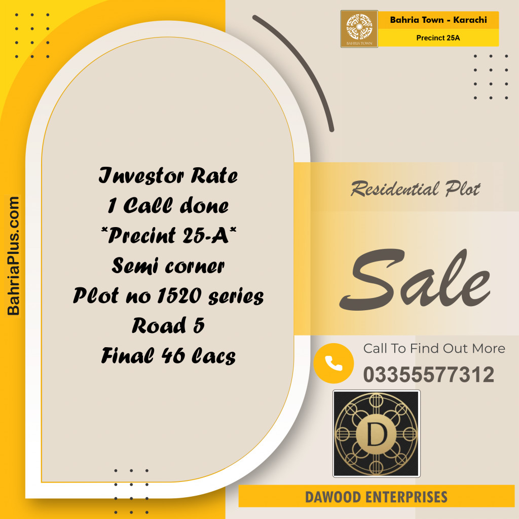 125 Sq. Yards Residential Plot for Sale in Precinct 25A -  Bahria Town, Karachi - (BP-153137)
