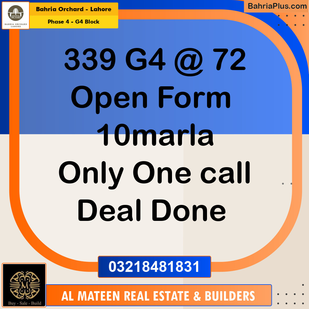 Residential Plot for Sale in Phase 4 - G4 Block -  Bahria Orchard, Lahore - (BP-153138)
