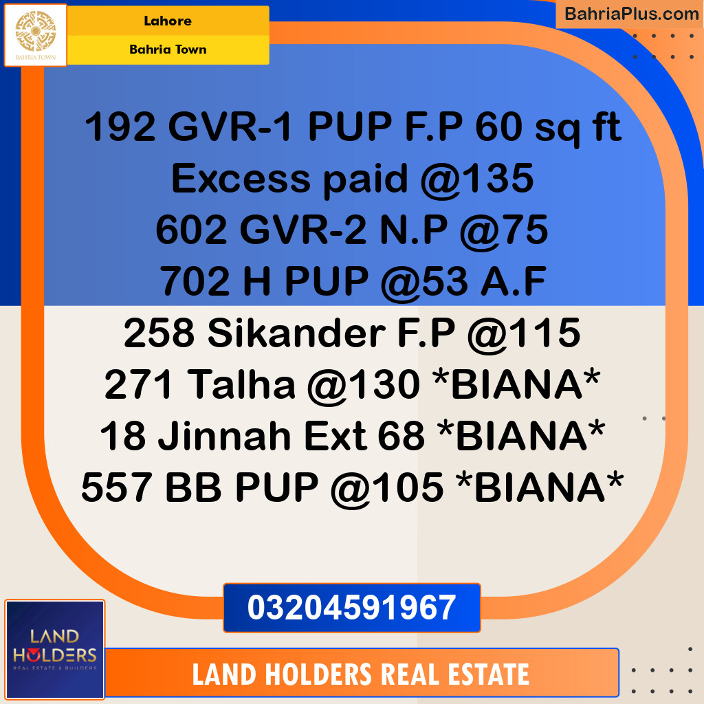 Residential Plot for Sale in Golf Phase 1 -  Bahria Town, Lahore - (BP-153149)