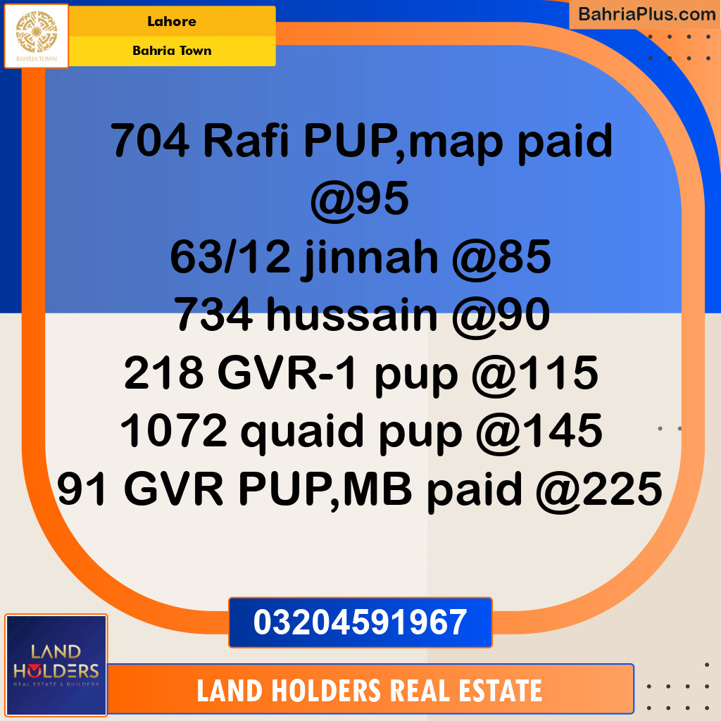 Residential Plot for Sale in Sector E - Rafi Block -  Bahria Town, Lahore - (BP-153170)