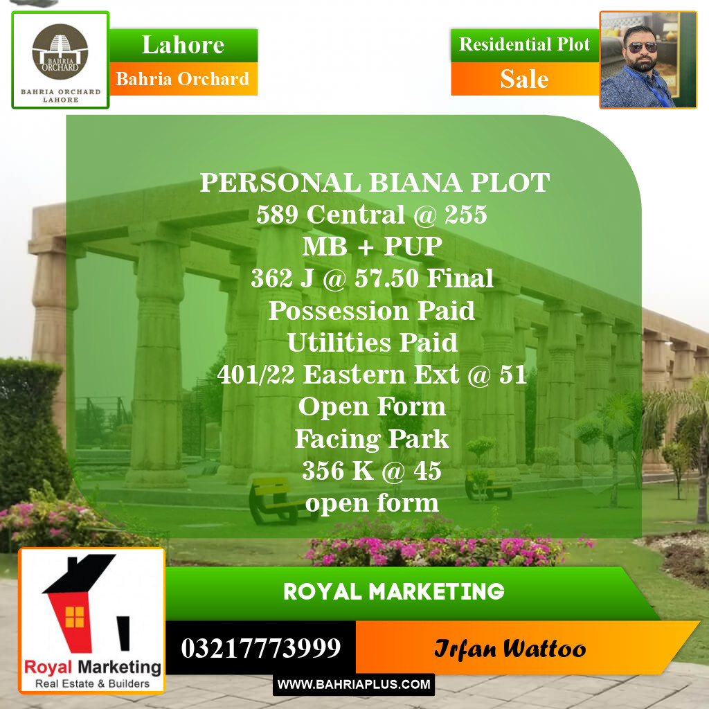 Residential Plot for Sale in Phase 2 - J Block -  Bahria Orchard, Lahore - (BP-153185)