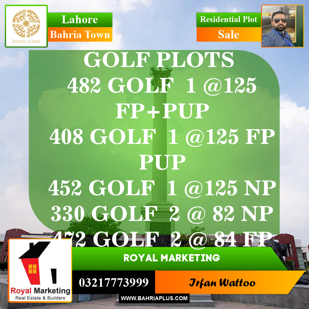 Residential Plot for Sale in Golf Phase 1 -  Bahria Town, Lahore - (BP-153188)