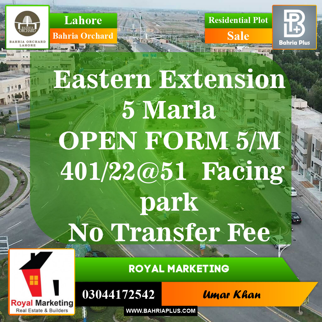 Residential Plot for Sale in Bahria Orchard, Lahore - (BP-153220)
