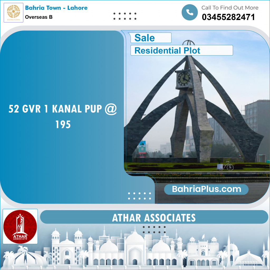 Residential Plot for Sale in Overseas B -  Bahria Town, Lahore - (BP-153238)