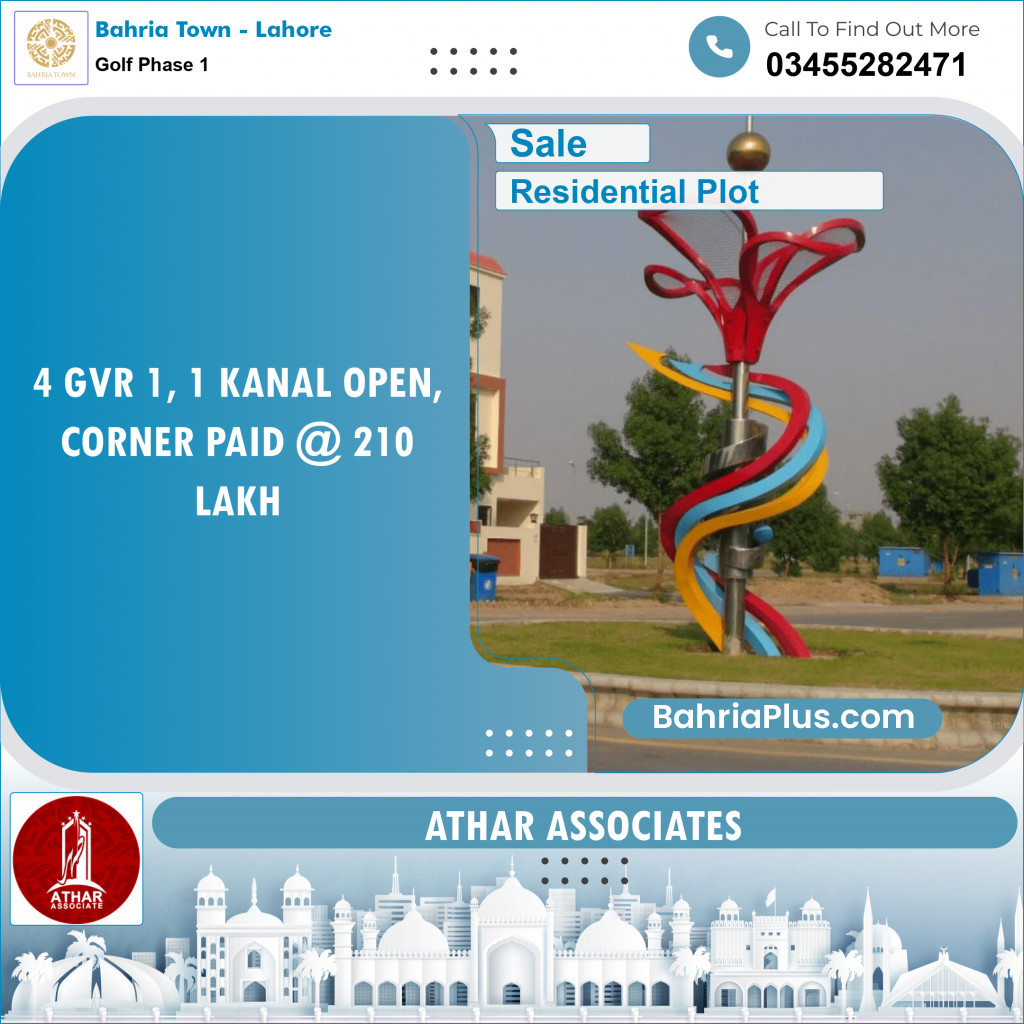 Residential Plot for Sale in Golf Phase 1 -  Bahria Town, Lahore - (BP-153241)