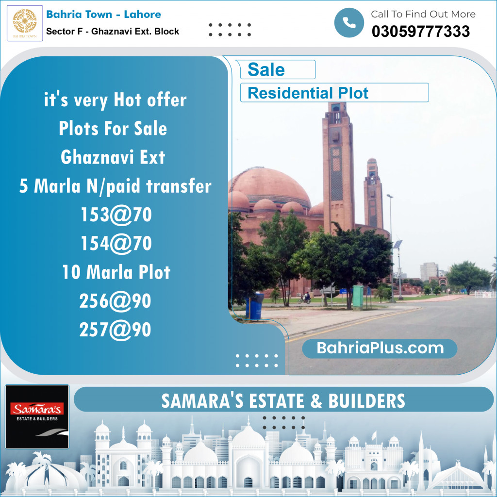 Residential Plot for Sale in Sector F - Ghaznavi Ext. Block -  Bahria Town, Lahore - (BP-153257)
