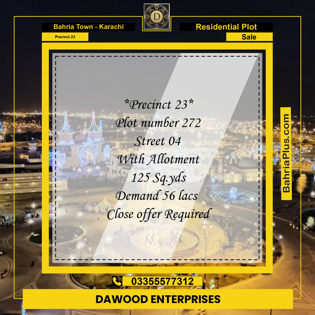 125 Sq. Yards Residential Plot for Sale in Precinct 23 -  Bahria Town, Karachi - (BP-153258)