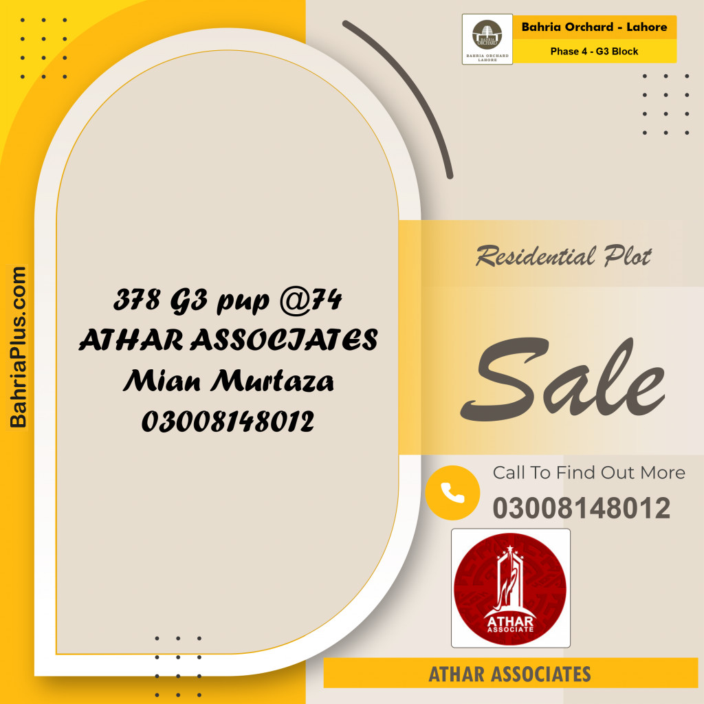 Residential Plot for Sale in Phase 4 - G3 Block -  Bahria Orchard, Lahore - (BP-153267)