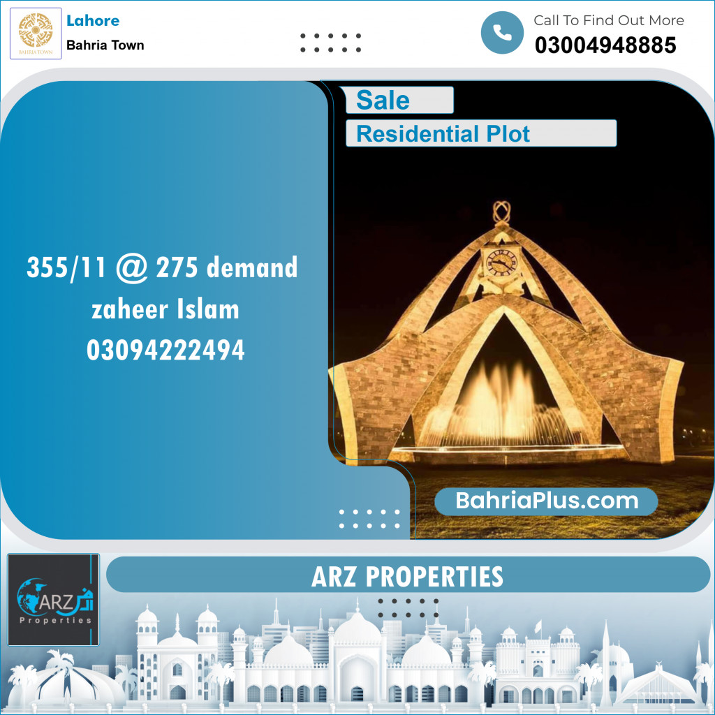 Residential Plot for Sale in Bahria Town, Lahore - (BP-153268)