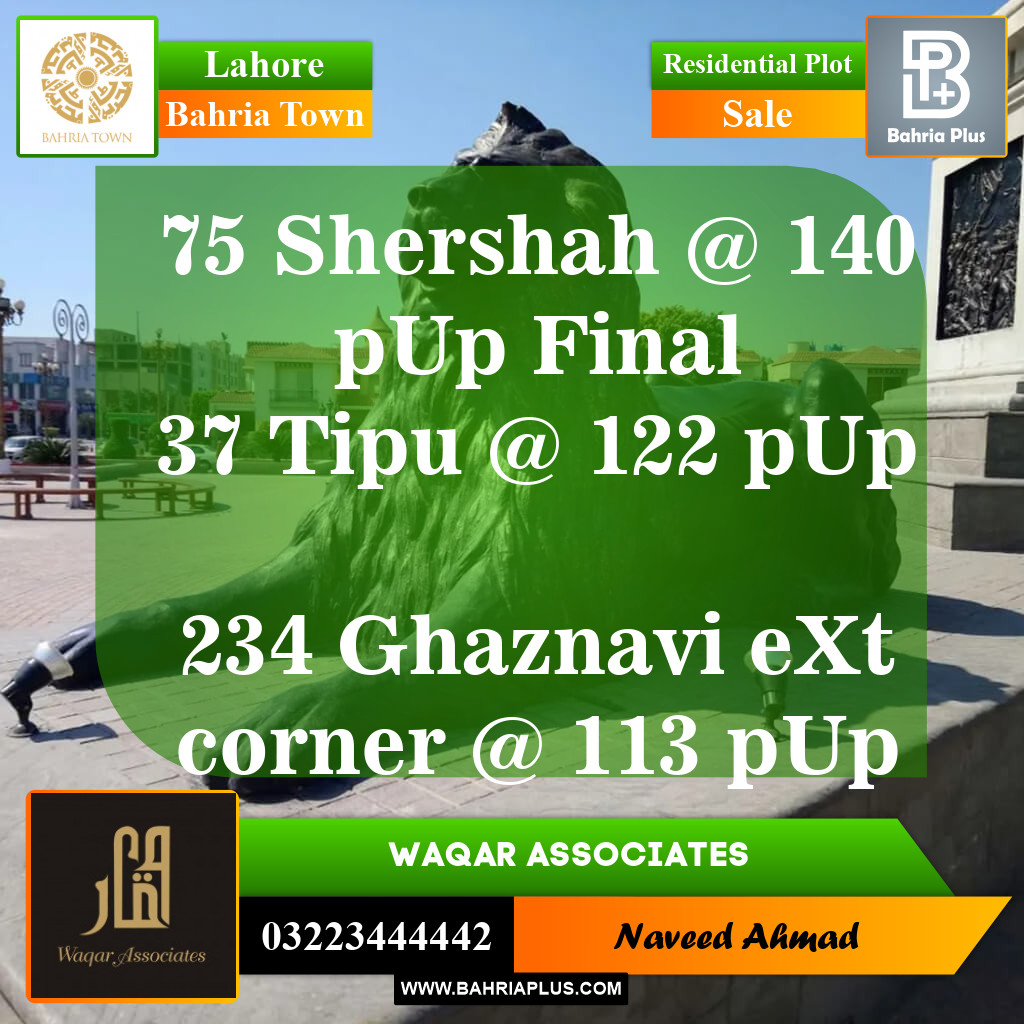 Residential Plot for Sale in Sector F - Shershah Block -  Bahria Town, Lahore - (BP-153288)