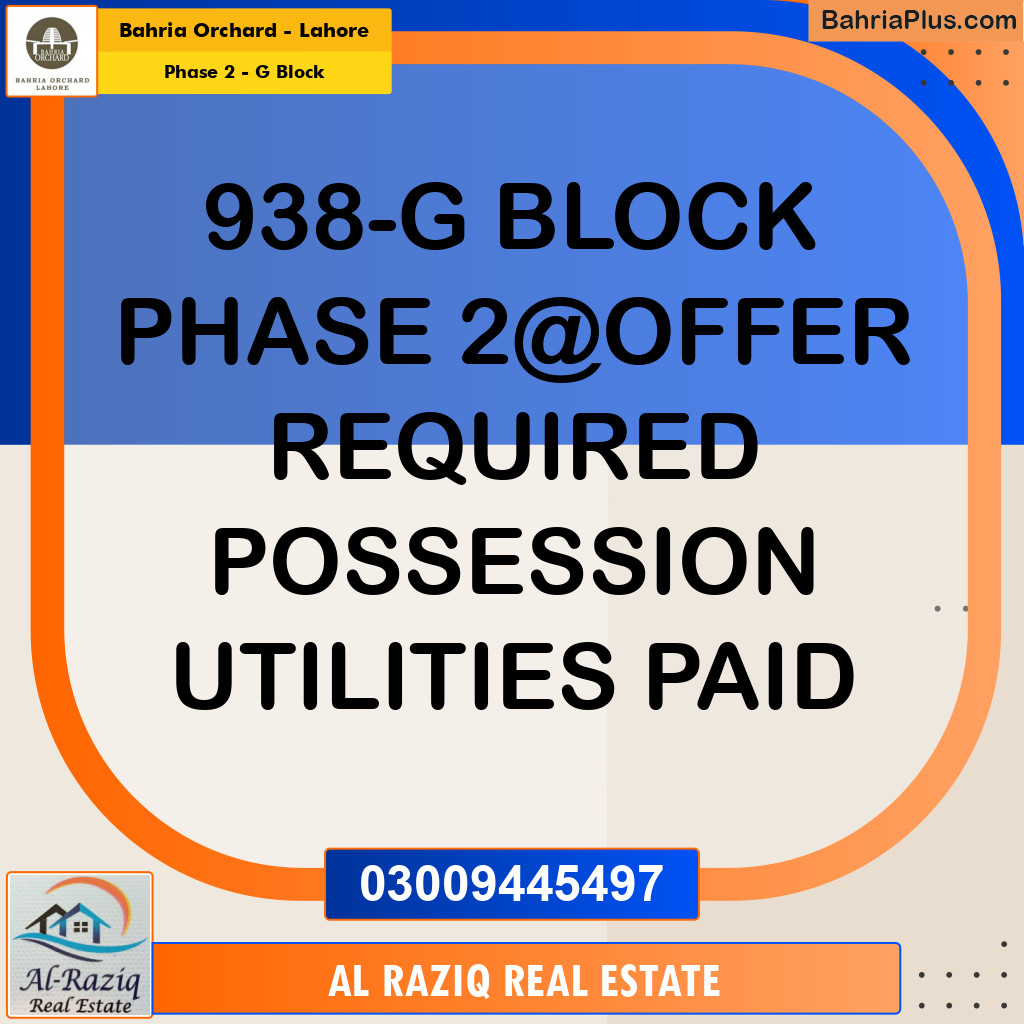 Residential Plot for Sale in Phase 2 - G Block -  Bahria Orchard, Lahore - (BP-153303)