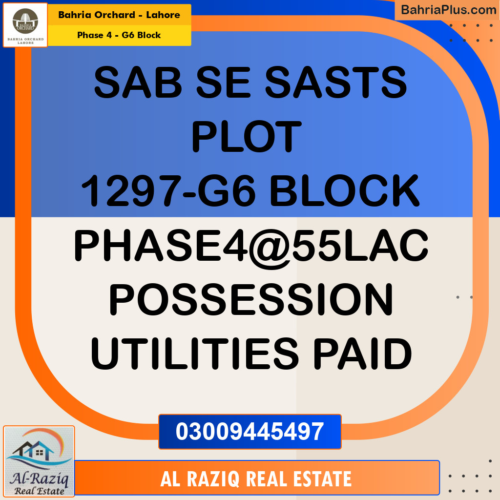 Residential Plot for Sale in Phase 4 - G6 Block -  Bahria Orchard, Lahore - (BP-153304)