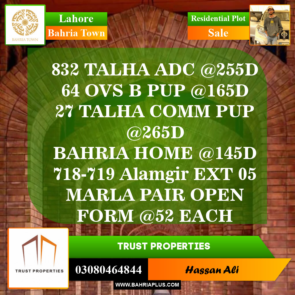 Residential Plot for Sale in Bahria Town, Lahore - (BP-153336)