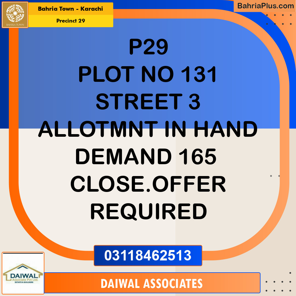 500 Sq. Yards Residential Plot for Sale in Precinct 29 -  Bahria Town, Karachi - (BP-153379)