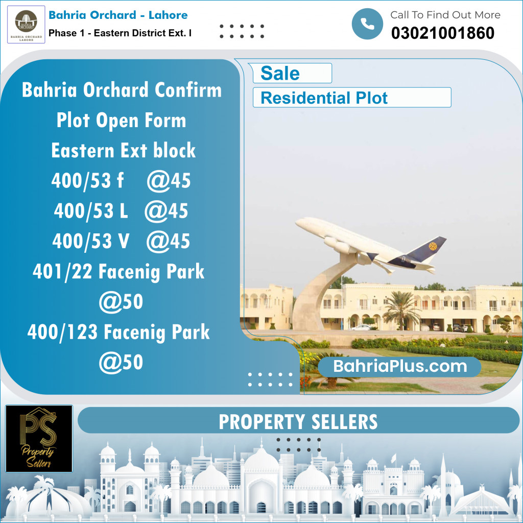 Residential Plot for Sale in Phase 1 - Eastern District Ext. I -  Bahria Orchard, Lahore - (BP-153402)
