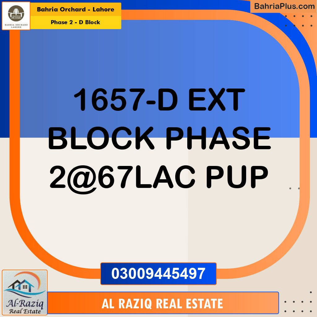 Residential Plot for Sale in Phase 2 - D Block -  Bahria Orchard, Lahore - (BP-153403)