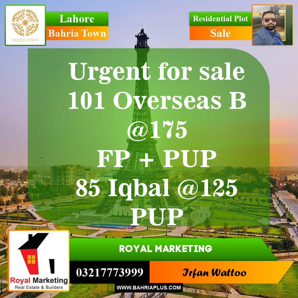 Residential Plot for Sale in Bahria Town, Lahore - (BP-153430)