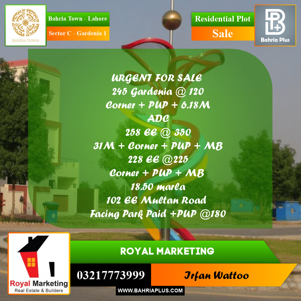 Residential Plot for Sale in Sector C - Gardenia 1 -  Bahria Town, Lahore - (BP-153431)