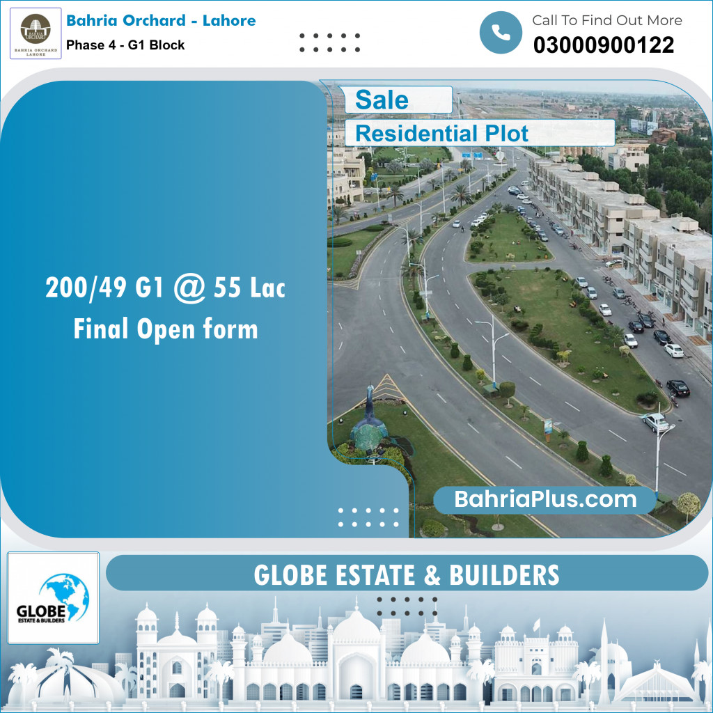 Residential Plot for Sale in Phase 4 - G1 Block -  Bahria Orchard, Lahore - (BP-153439)