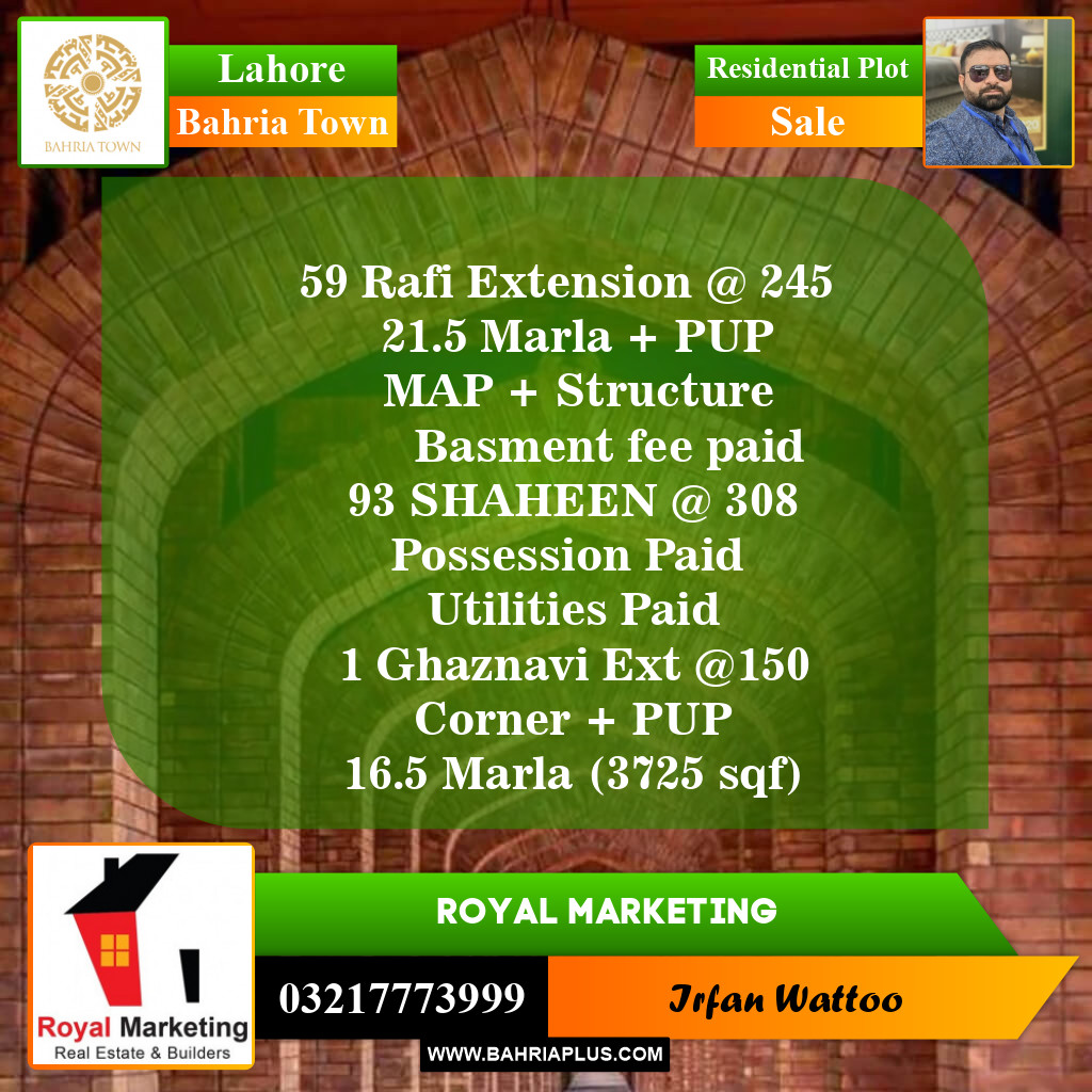 Residential Plot for Sale in Bahria Town, Lahore - (BP-153446)