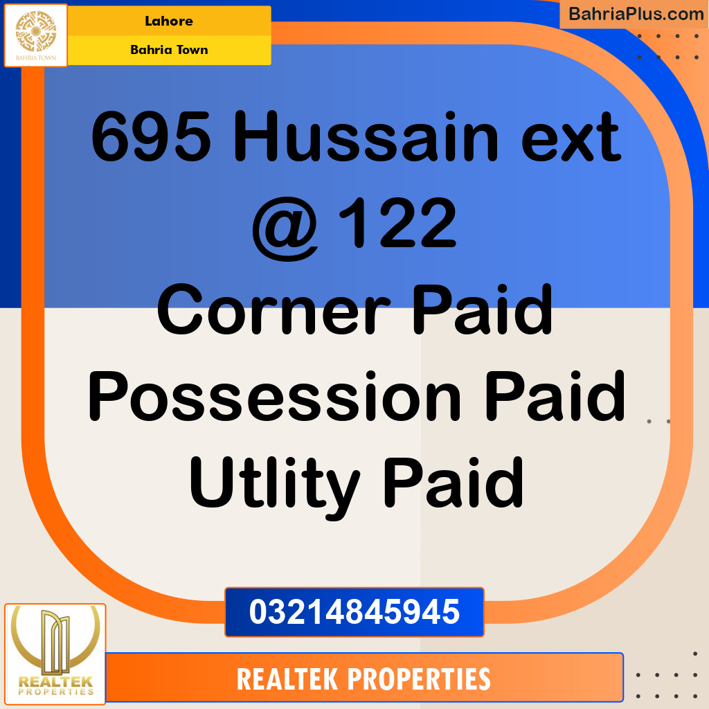 Residential Plot for Sale in Sector C - Nargis/Hussain Ext. -  Bahria Town, Lahore - (BP-153482)