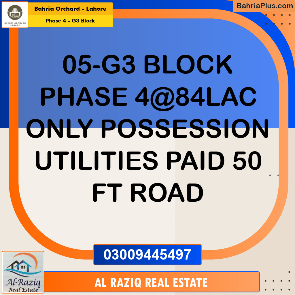 Residential Plot for Sale in Phase 4 - G3 Block -  Bahria Orchard, Lahore - (BP-153508)