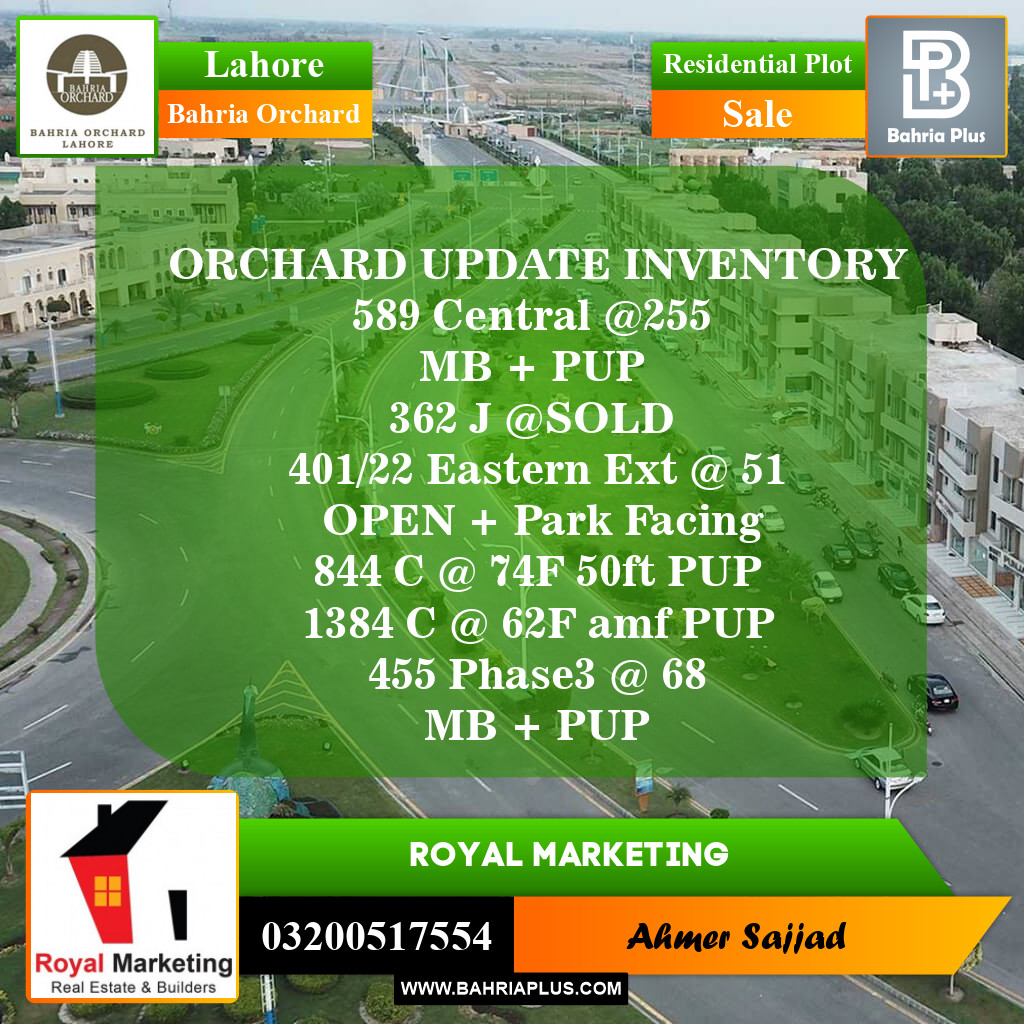 Residential Plot for Sale in Phase 1 - Central District -  Bahria Orchard, Lahore - (BP-153529)