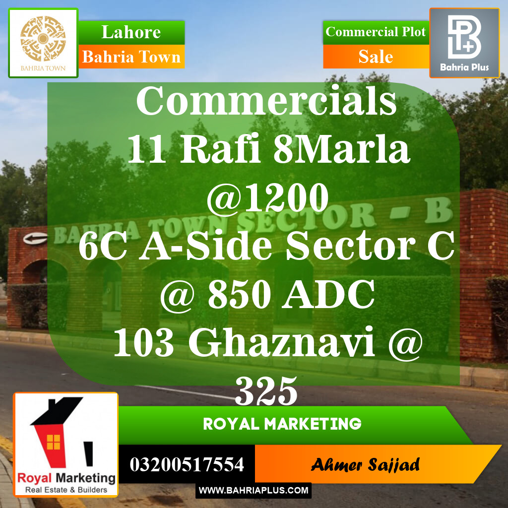 Commercial Plot for Sale in Sector E - Rafi Commercial -  Bahria Town, Lahore - (BP-153536)