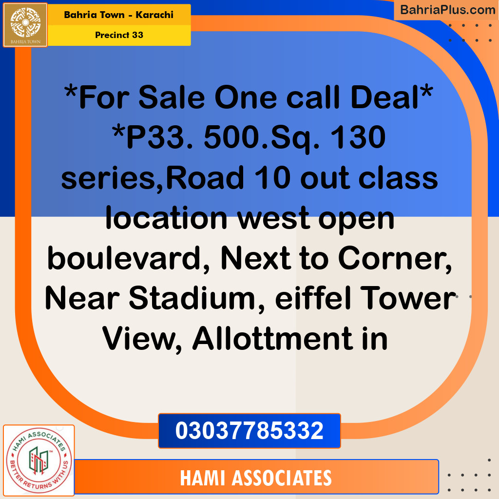 Residential Plot for Sale in Precinct 33 -  Bahria Town, Karachi - (BP-153542)