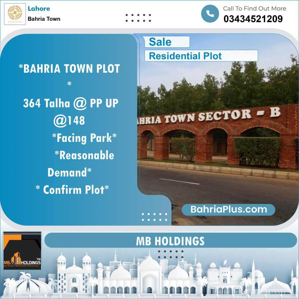 Residential Plot for Sale in Sector F - Talha Block -  Bahria Town, Lahore - (BP-153549)