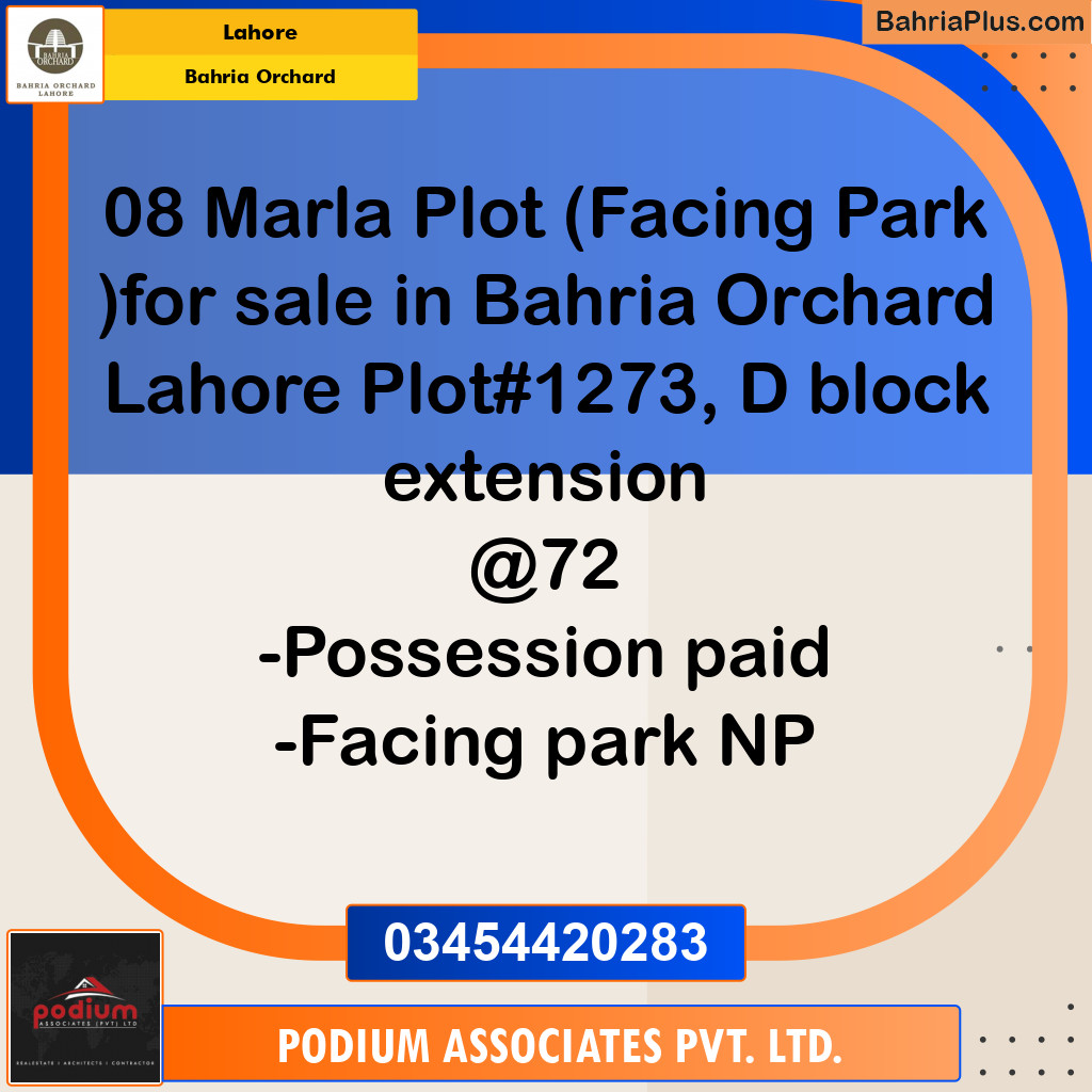 Residential Plot for Sale in Phase 2 - D Block -  Bahria Orchard, Lahore - (BP-153558)