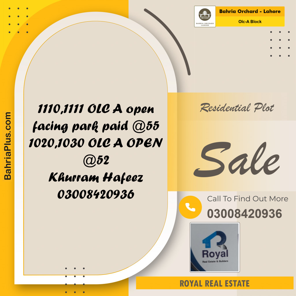 Residential Plot for Sale in OLC-A Block -  Bahria Orchard, Lahore - (BP-153564)