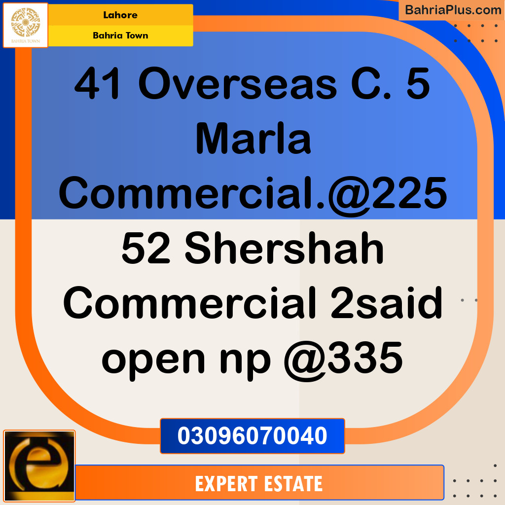 Commercial Plot for Sale in Overseas C Commercial -  Bahria Town, Lahore - (BP-153567)