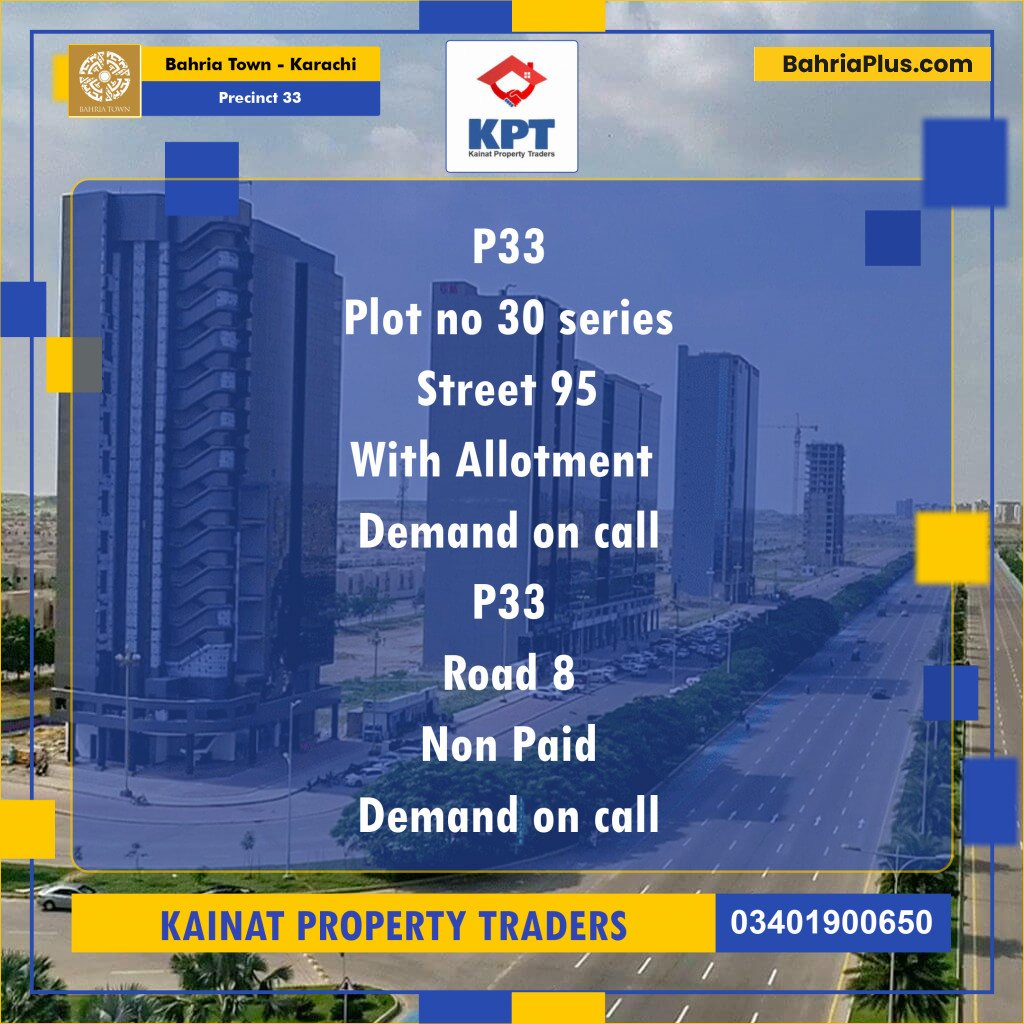 Residential Plot for Sale in Precinct 33 -  Bahria Town, Karachi - (BP-153601)