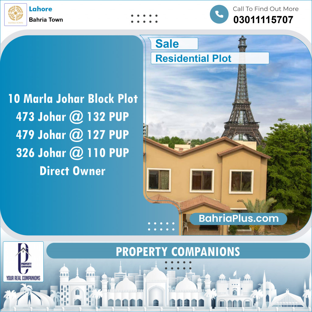 Residential Plot for Sale in Sector E - Johar Block -  Bahria Town, Lahore - (BP-153606)