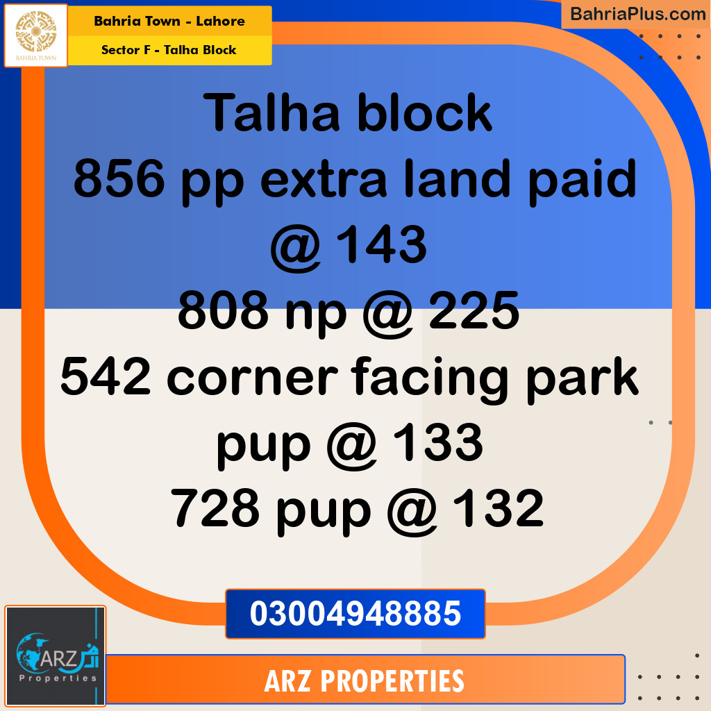 Residential Plot for Sale in Sector F - Talha Block -  Bahria Town, Lahore - (BP-153618)