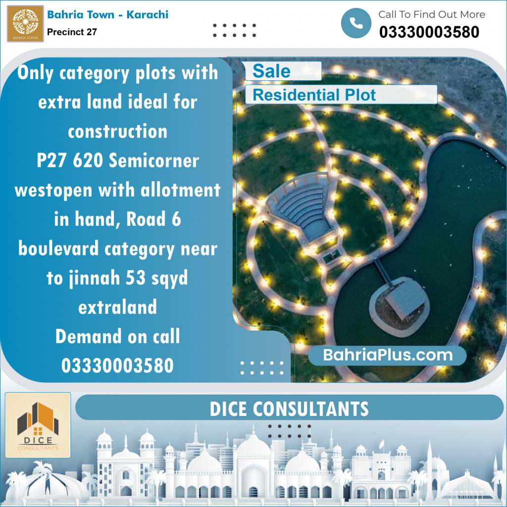 Residential Plot for Sale in Precinct 27 -  Bahria Town, Karachi - (BP-153619)