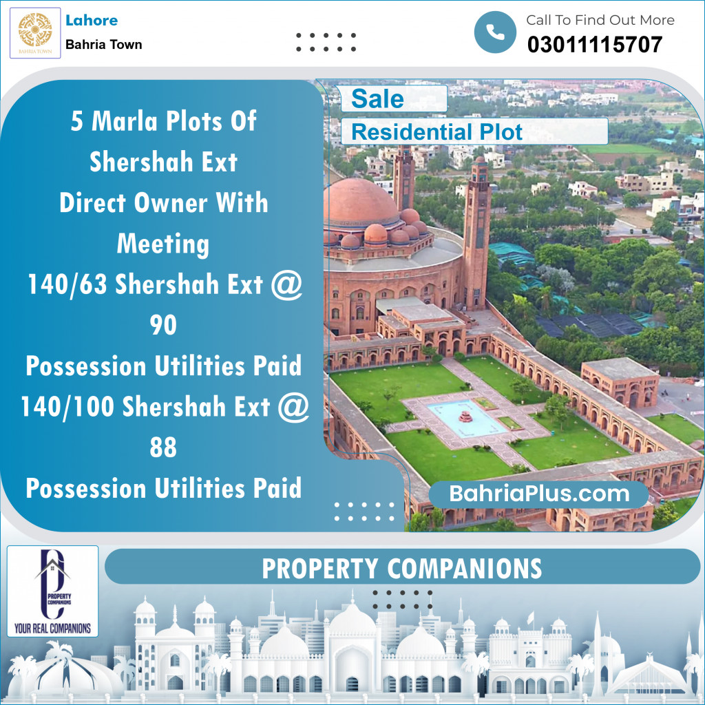 Residential Plot for Sale in Sector F - Shershah Block -  Bahria Town, Lahore - (BP-153667)