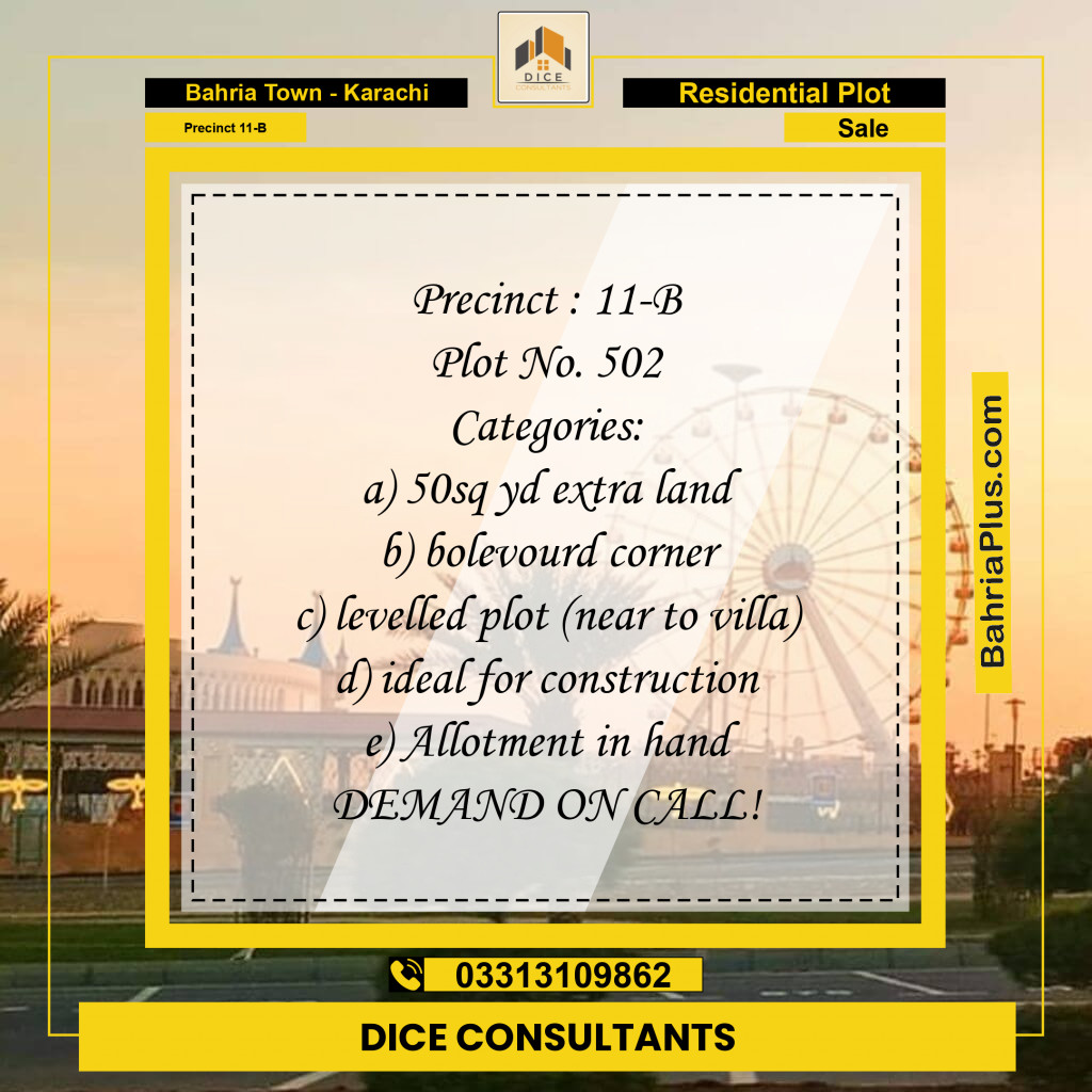 Residential Plot for Sale in Precinct 11-B -  Bahria Town, Karachi - (BP-153671)