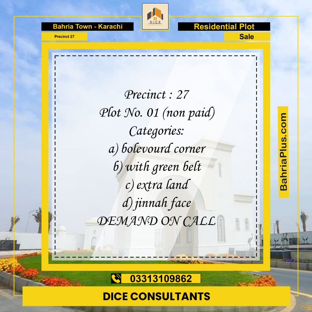 Residential Plot for Sale in Precinct 27 -  Bahria Town, Karachi - (BP-153681)