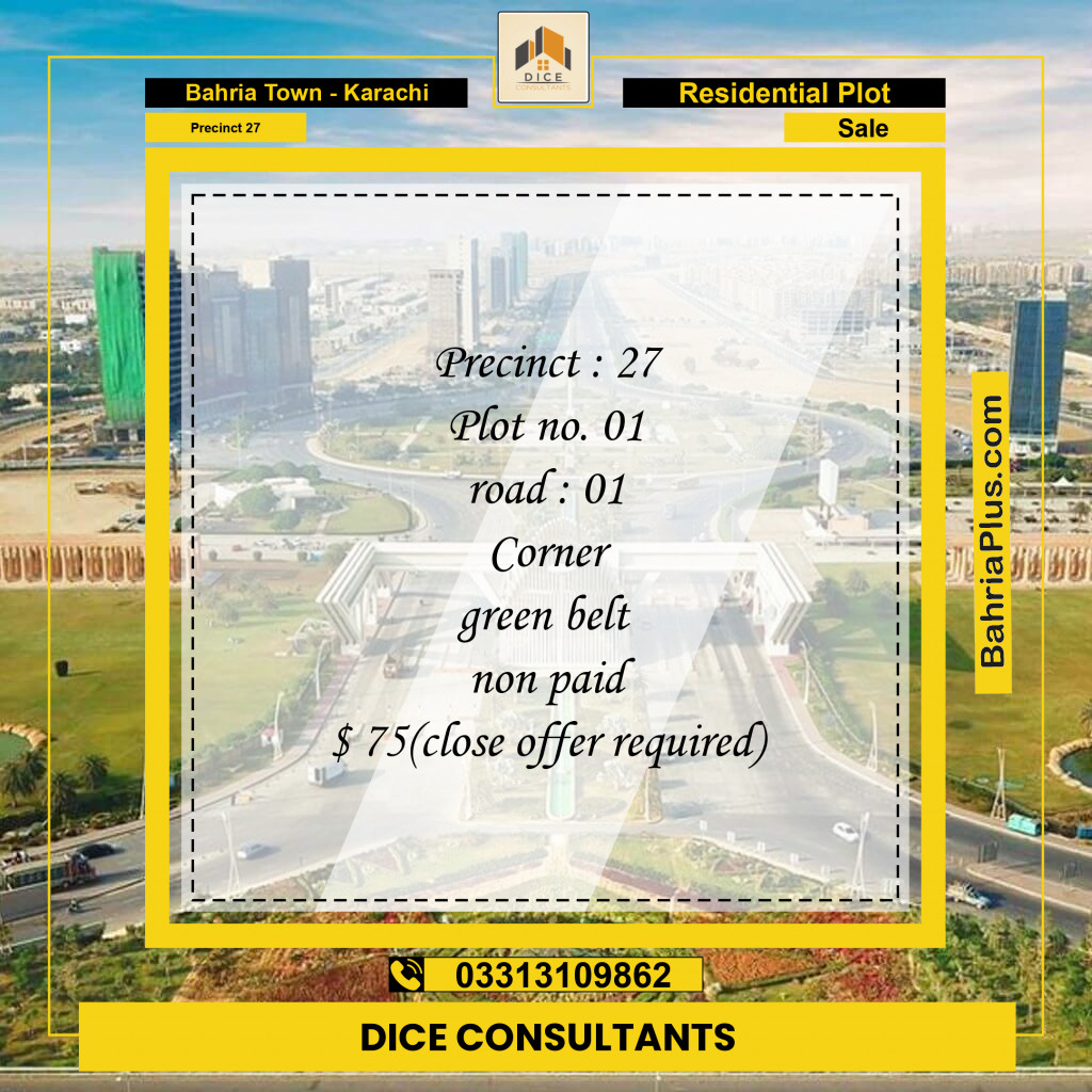 Residential Plot for Sale in Precinct 27 -  Bahria Town, Karachi - (BP-153688)