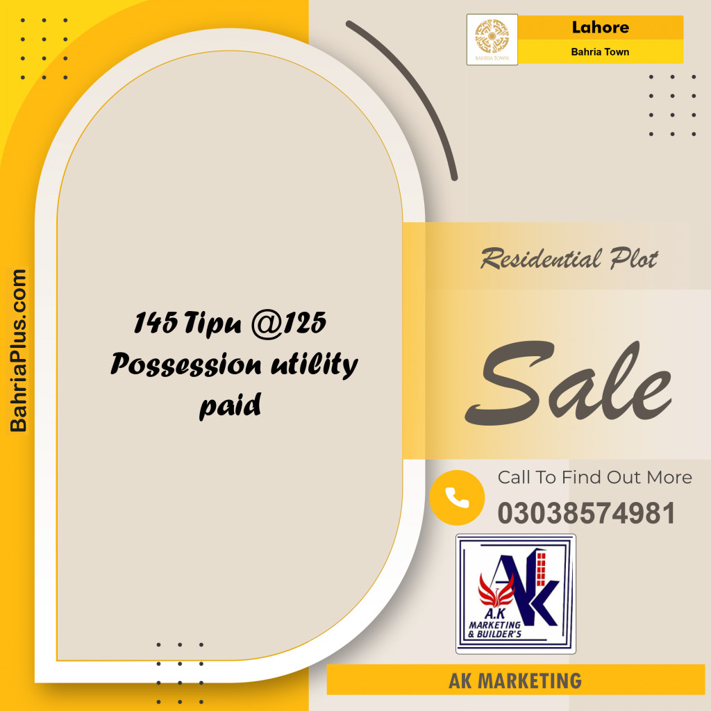 Residential Plot for Sale in Bahria Town, Lahore - (BP-153715)