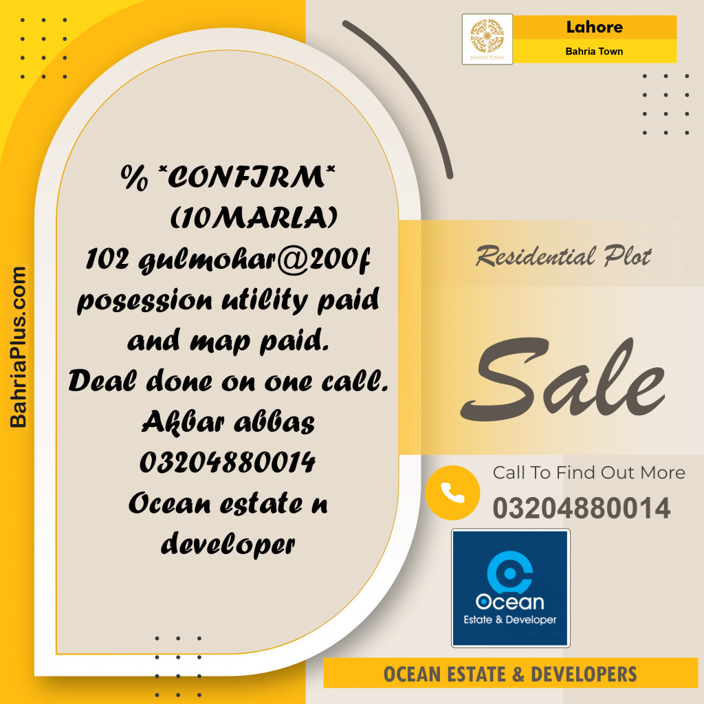Residential Plot for Sale in Bahria Town, Lahore - (BP-153727)